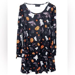 NWOT Halloween Themed Black Dress with Ghost and Pumpkin Print